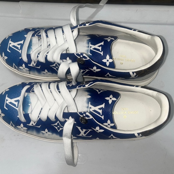 Louis Vuitton Monogram Blue and Cream Sneakers - Picture 1 of 9
